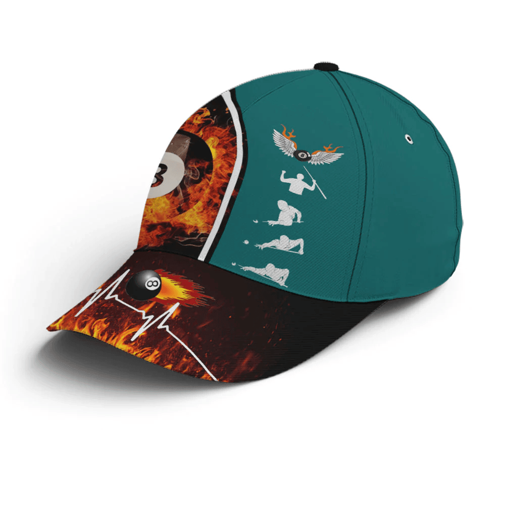 Adeenyc Billiards Vector Icon Art Fire And Water Basebal Cap Trucker Hats Custom Hats Gifts For Men & Women