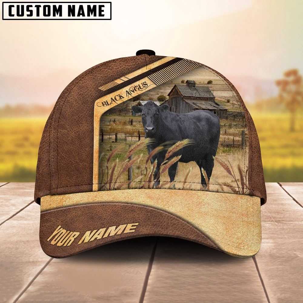Adeenyc Black angus Cattle Customized Name Brown Farm Cap, Farm Cap, Farmer Baseball Cap, Cow Cap, Cow Gift, Farm Animal Hat Trucker Hats Custom Hats Gifts For Men & Women