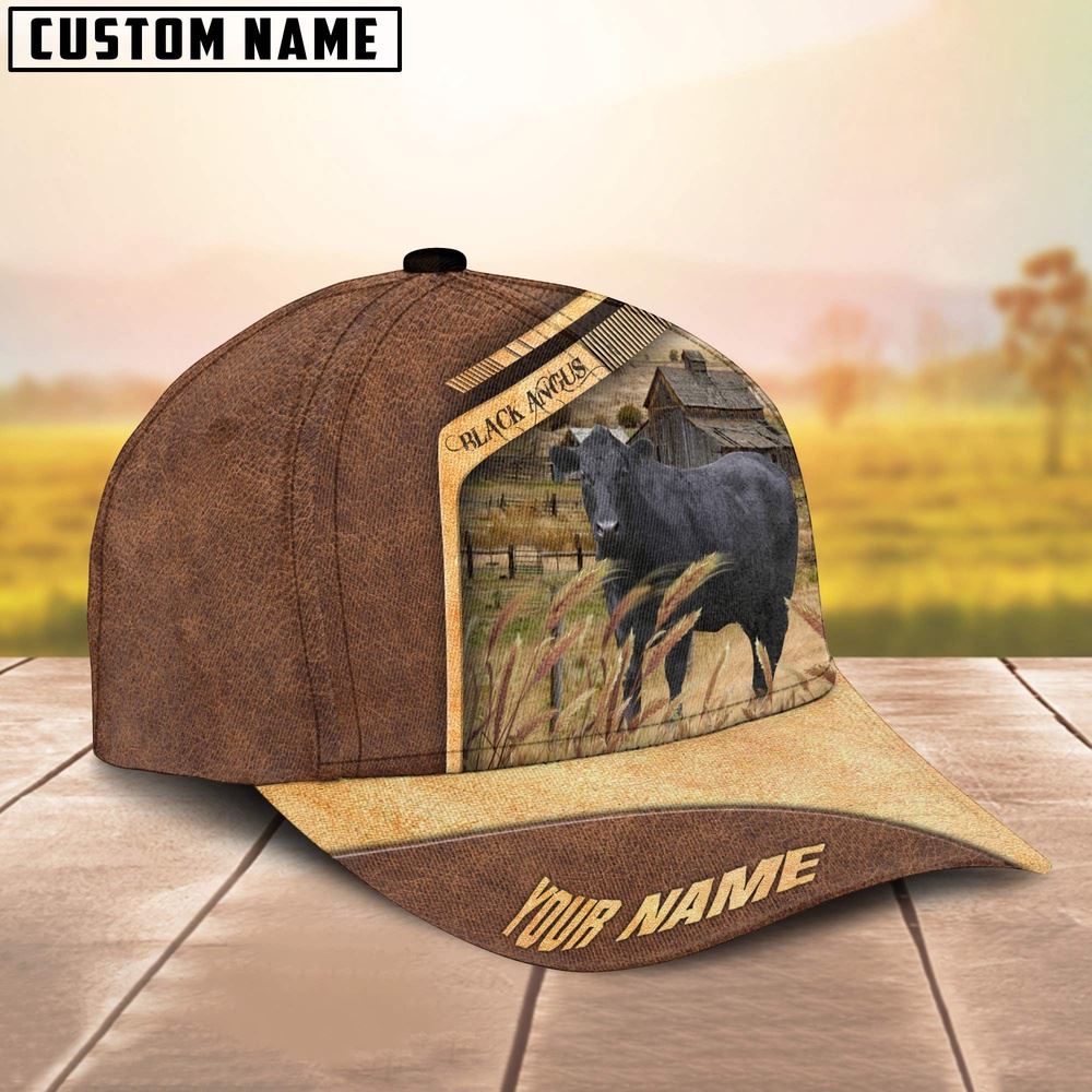 Adeenyc Black angus Cattle Customized Name Brown Farm Cap, Farm Cap, Farmer Baseball Cap, Cow Cap, Cow Gift, Farm Animal Hat Trucker Hats Custom Hats Gifts For Men & Women