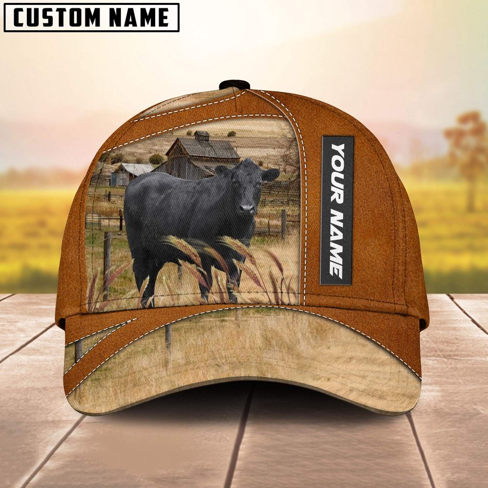 Adeenyc Black Angus Customized Name Brown Cap, Farm Cap, Farmer Baseball Cap, Cow Cap, Cow Gift, Farm Animal Hat Trucker Hats Custom Hats Gifts For Men & Women