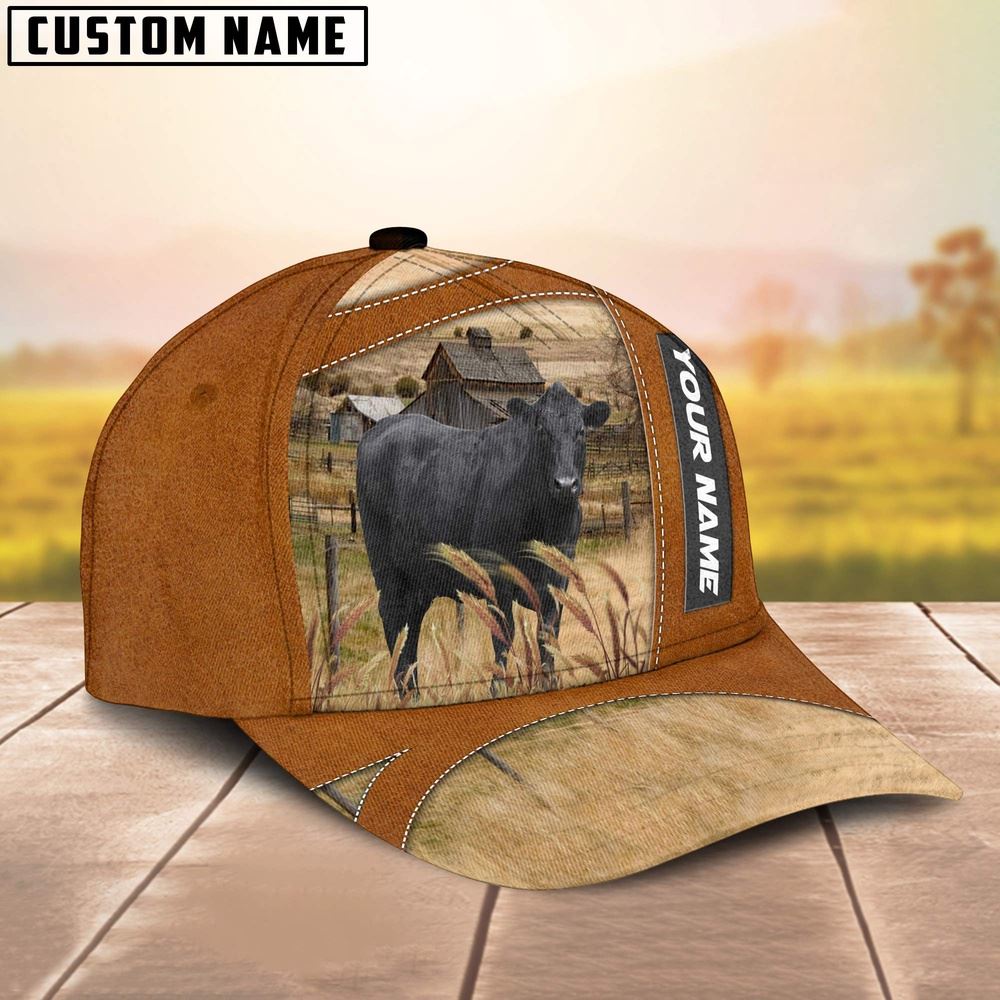 Adeenyc Black Angus Customized Name Brown Cap, Farm Cap, Farmer Baseball Cap, Cow Cap, Cow Gift, Farm Animal Hat Trucker Hats Custom Hats Gifts For Men & Women