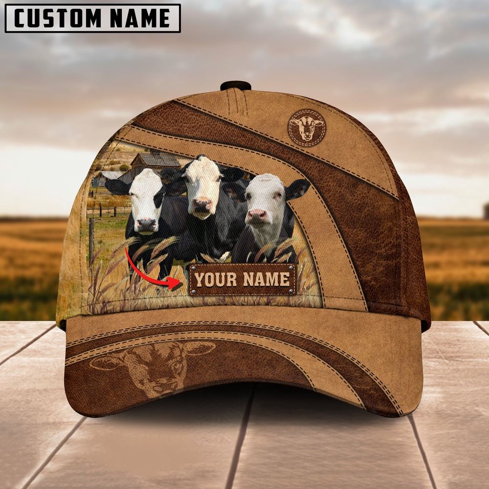 Adeenyc Black Baldy Cattle Customized Name Brown Cap, Farm Cap, Farmer Baseball Cap, Cow Cap, Cow Gift, Farm Animal Hat Trucker Hats Custom Hats Gifts For Men & Women