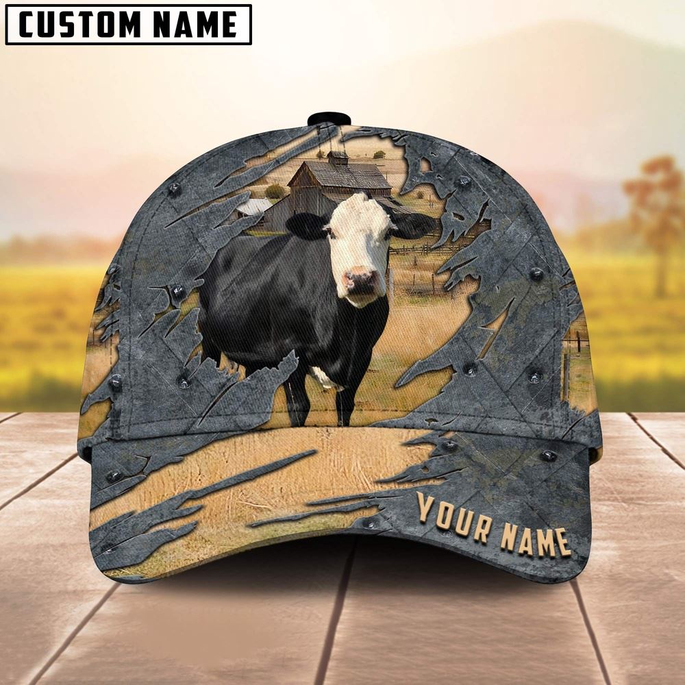 Adeenyc Black Baldy Customized Name Cap, Farm Cap, Farmer Baseball Cap, Cow Cap, Cow Gift, Farm Animal Hat Trucker Hats Custom Hats Gifts For Men & Women