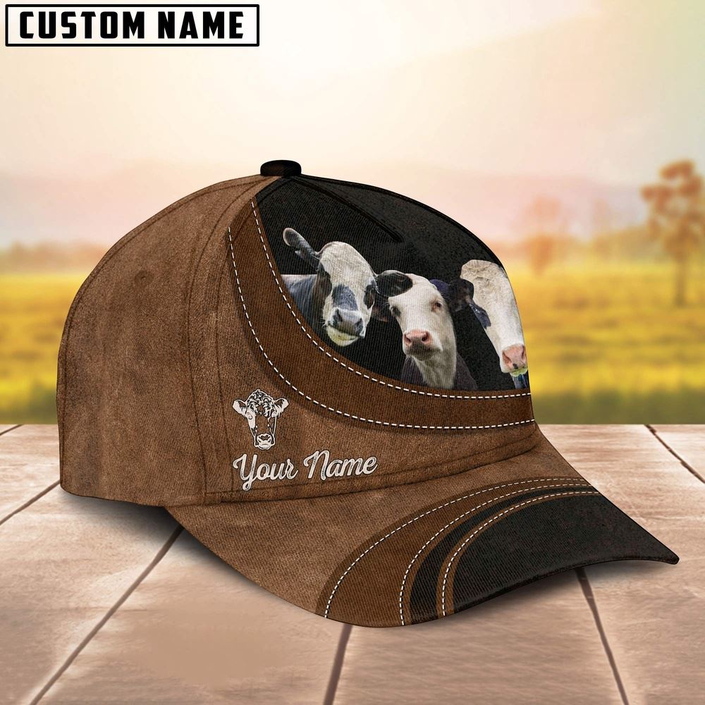 Adeenyc Black Baldy Happiness Customized Name Cap, Farm Cap, Farmer Baseball Cap, Cow Cap, Cow Gift, Farm Animal Hat Trucker Hats Custom Hats Gifts For Men & Women