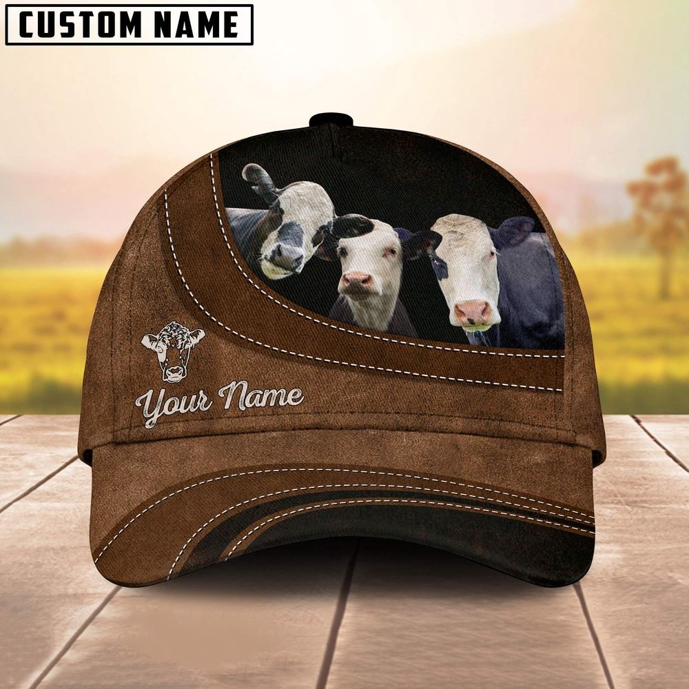 Adeenyc Black Baldy Happiness Customized Name Cap, Farm Cap, Farmer Baseball Cap, Cow Cap, Cow Gift, Farm Animal Hat Trucker Hats Custom Hats Gifts For Men & Women