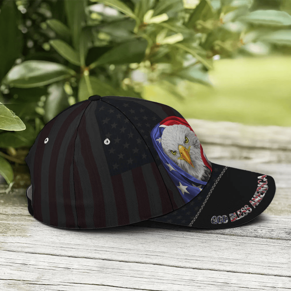 Adeenyc Bless America Eagle With Flag Baseball Cap Trucker Hats Custom Hats Gifts For Men & Women