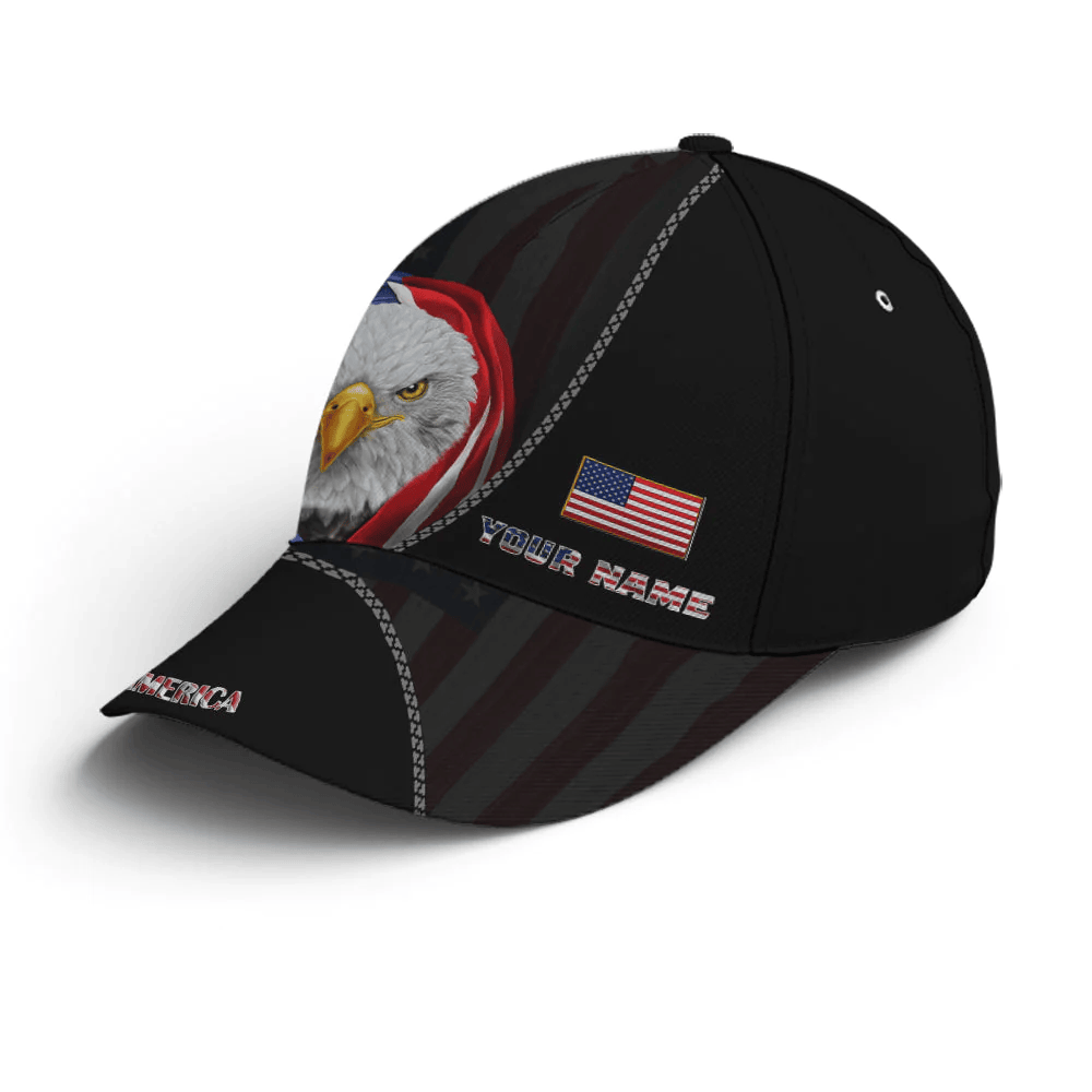 Adeenyc Bless America Eagle With Flag Baseball Cap Trucker Hats Custom Hats Gifts For Men & Women