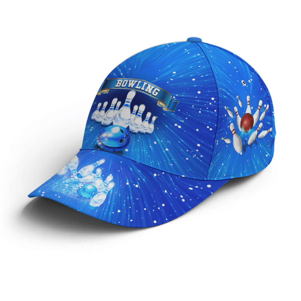 Adeenyc Bowling Vector Art Blue Baseball Cap All Over Print Trucker Hats Custom Hats Gifts For Men & Women