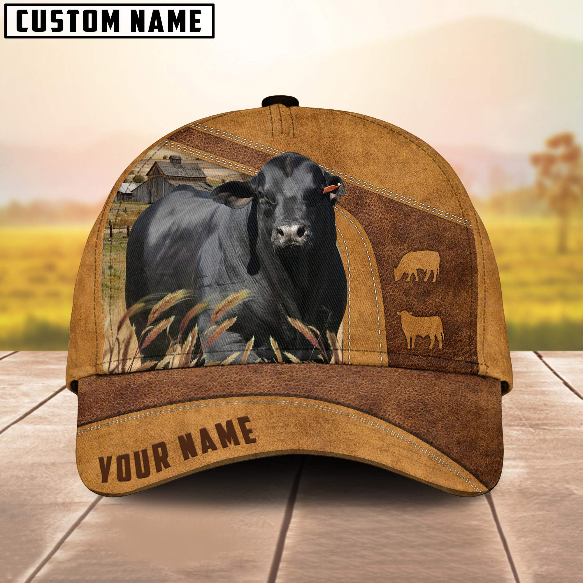 Adeenyc Brangus Custom Name 3D Cap 3D All Over Print Baseball Cap, Cap For Farm Lovers, Animal Cap, Leather Pattern Cap Trucker Hats Custom Hats Gifts For Men & Women