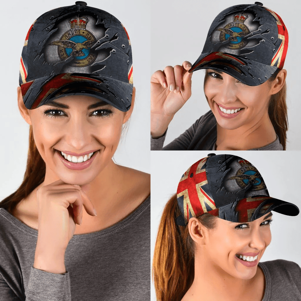 Adeenyc British RAF Veteran Classic Cap  Black All Over Print Trucker Hats Custom Hats Gifts For Men & Women