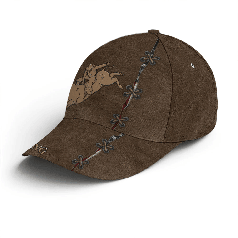 Adeenyc Bull Riding Classic Leather Baseball Cap Trucker Hats Custom Hats Gifts For Men & Women