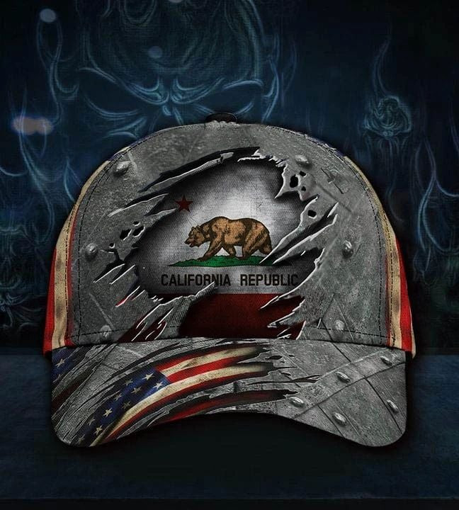 Adeenyc California State Flag Hat 3D Printed Vintage U.S Flag Classic Cap Patriotic California Republic Hat Trucker Hats Custom Hats Gifts For Men & Women