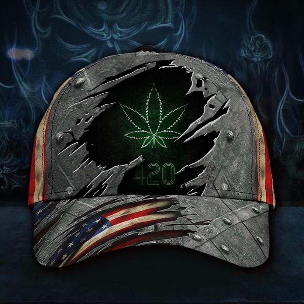 Adeenyc Cannabis Culture 420 3D Hat Marijuana American Flag Cap Dad Hat Gift For Men Father's Day Gift Trucker Hats Custom Hats Gifts For Men & Women