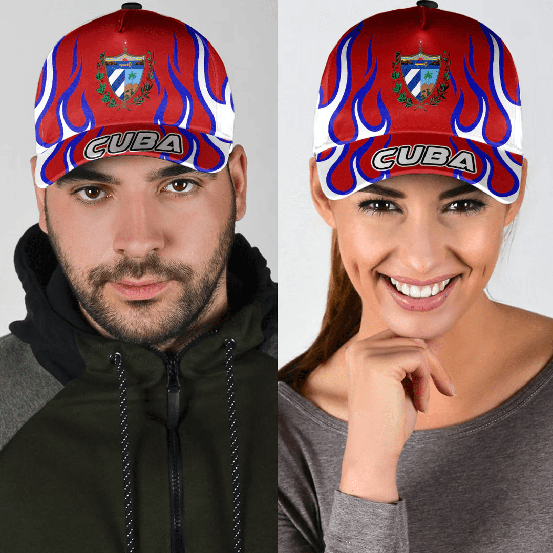 Adeenyc Cap - Cuba Classic Cap Fire Flame A7 Trucker Hats Custom Hats Gifts For Men & Women