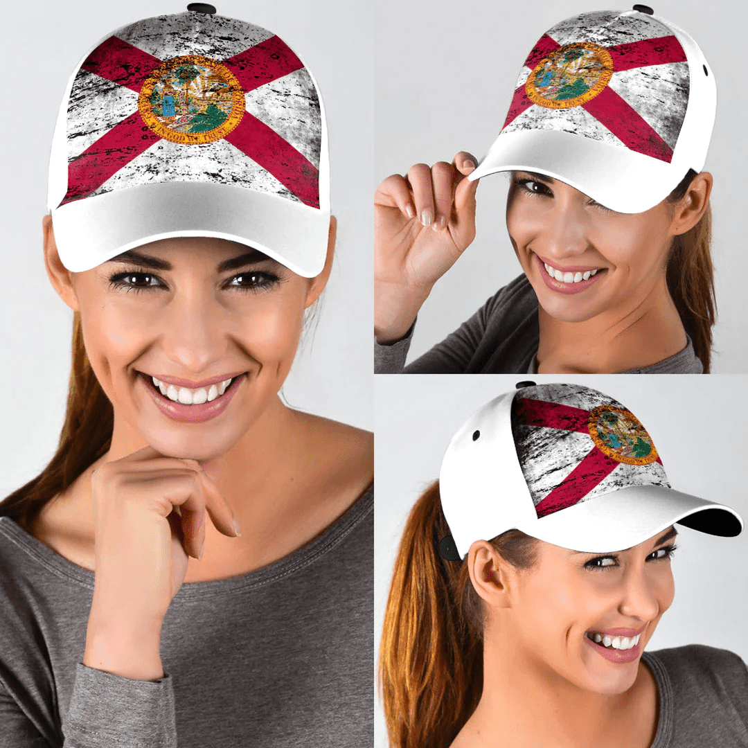 Adeenyc Cap - Flag Of Florida Special Grunge Classic Cap Baseball Cap Hat Trucker Hats Custom Hats Gifts For Men & Women