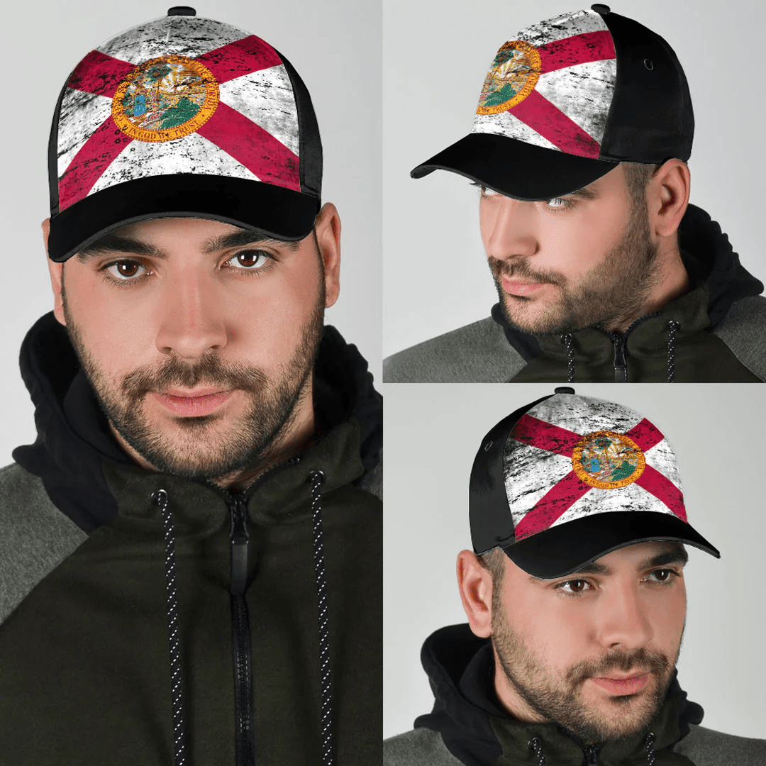 Adeenyc Cap - Flag Of Florida Special Grunge Classic Cap Baseball Cap Hat Trucker Hats Custom Hats Gifts For Men & Women