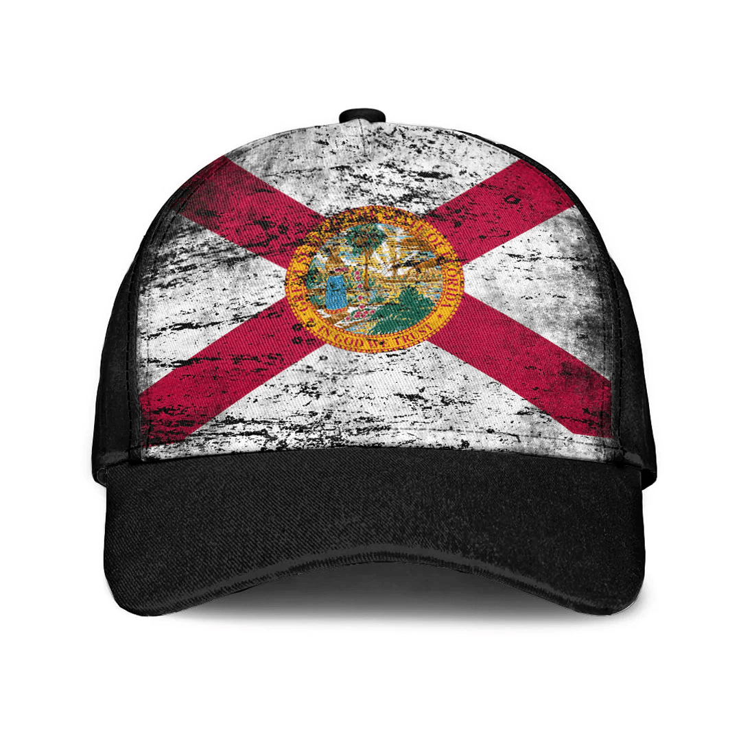 Adeenyc Cap - Flag Of Florida Special Grunge Classic Cap Baseball Cap Hat Trucker Hats Custom Hats Gifts For Men & Women