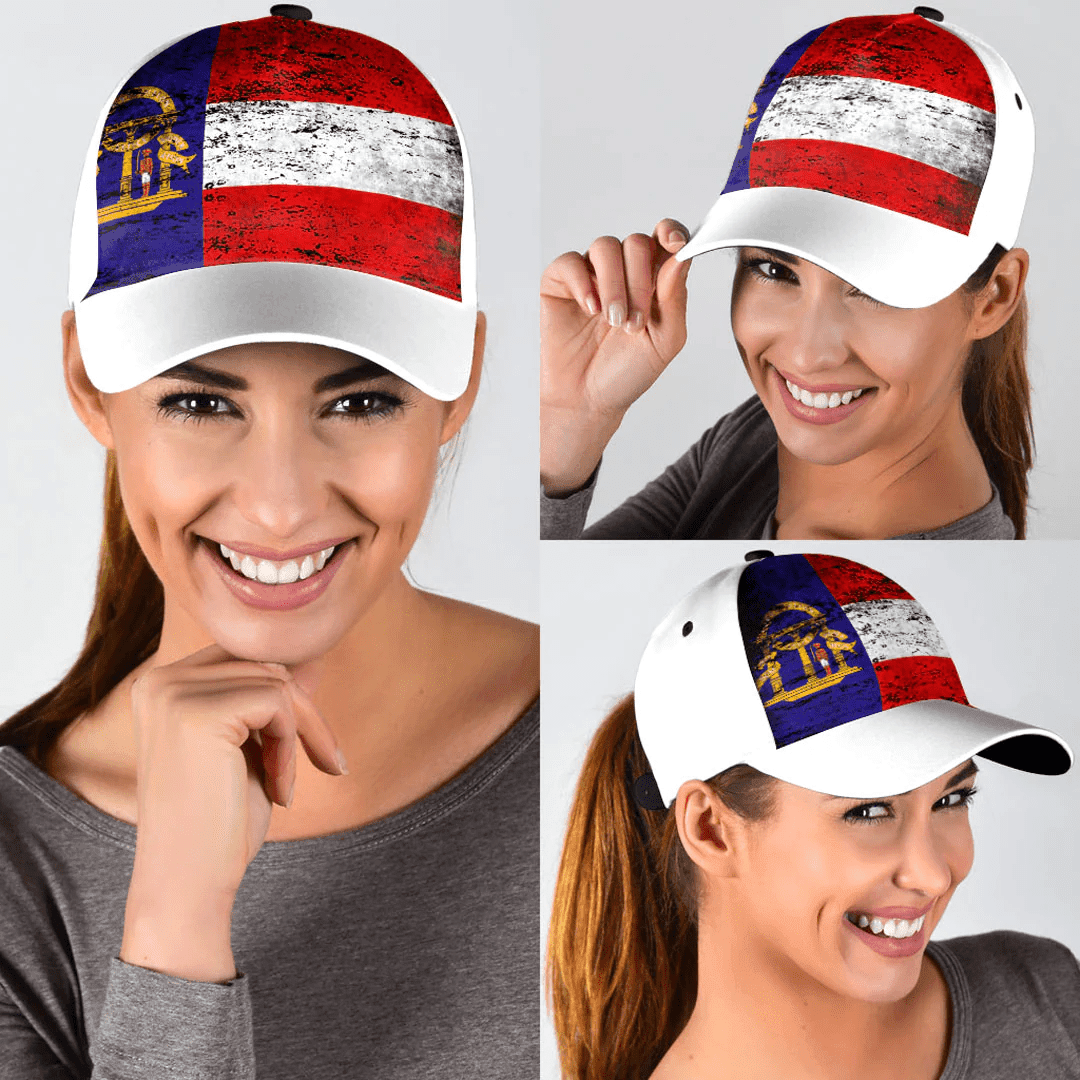 Adeenyc Cap - Flag Of The State Of Georgia 1902 - 1906 Special Grunge Classic Cap Baseball Cap Hat Trucker Hats Custom Hats Gifts For Men & Women