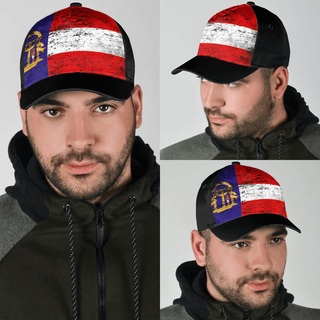 Adeenyc Cap - Flag Of The State Of Georgia 1902 - 1906 Special Grunge Classic Cap Baseball Cap Hat Trucker Hats Custom Hats Gifts For Men & Women