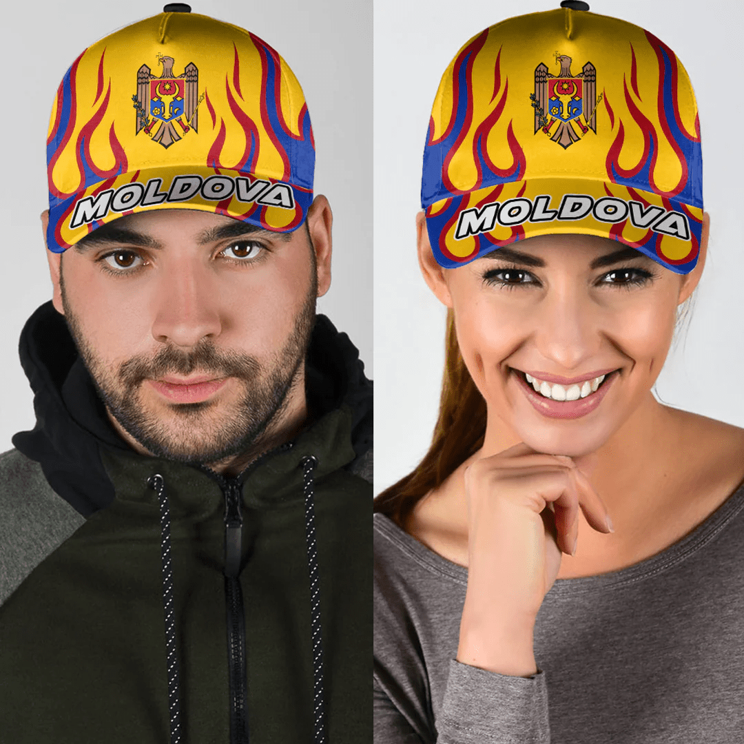 Adeenyc Cap - Moldova Classic Cap Fire Flame A7 Trucker Hats Custom Hats Gifts For Men & Women