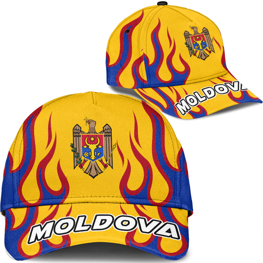 Adeenyc Cap - Moldova Classic Cap Fire Flame A7 Trucker Hats Custom Hats Gifts For Men & Women