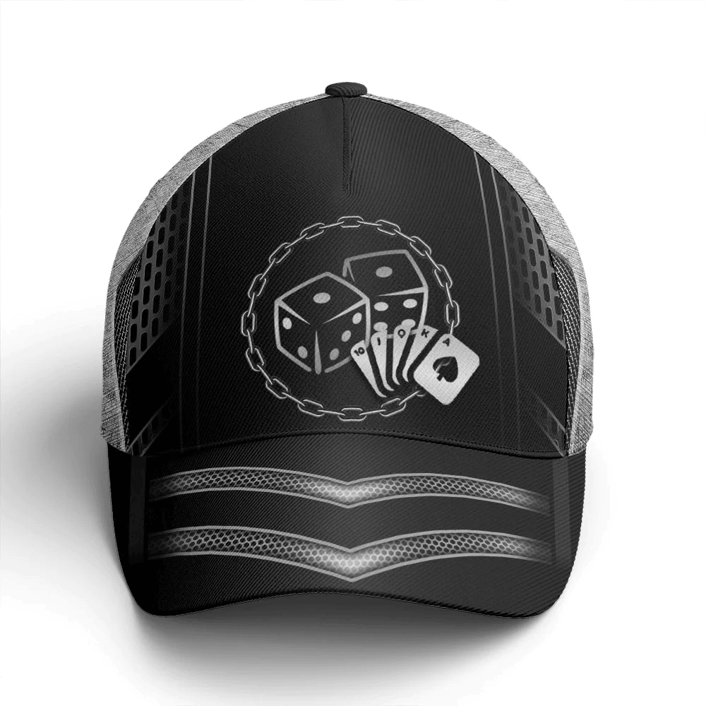 Adeenyc Card And Dice Metallic Baseball Cap All Over Print Trucker Hats Custom Hats Gifts For Men & Women