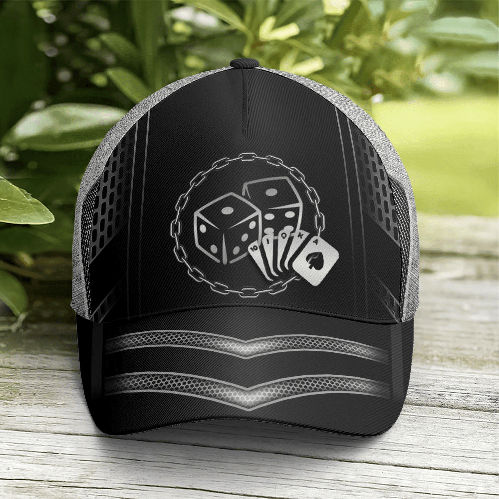 Adeenyc Card And Dice Metallic Baseball Cap All Over Print Trucker Hats Custom Hats Gifts For Men & Women