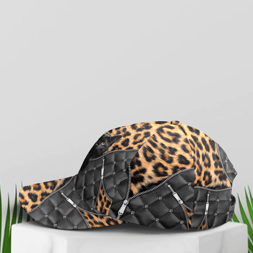 Adeenyc Cat Leopard Pattern Leather Style Baseball Cap Trucker Hats Custom Hats Gifts For Men & Women