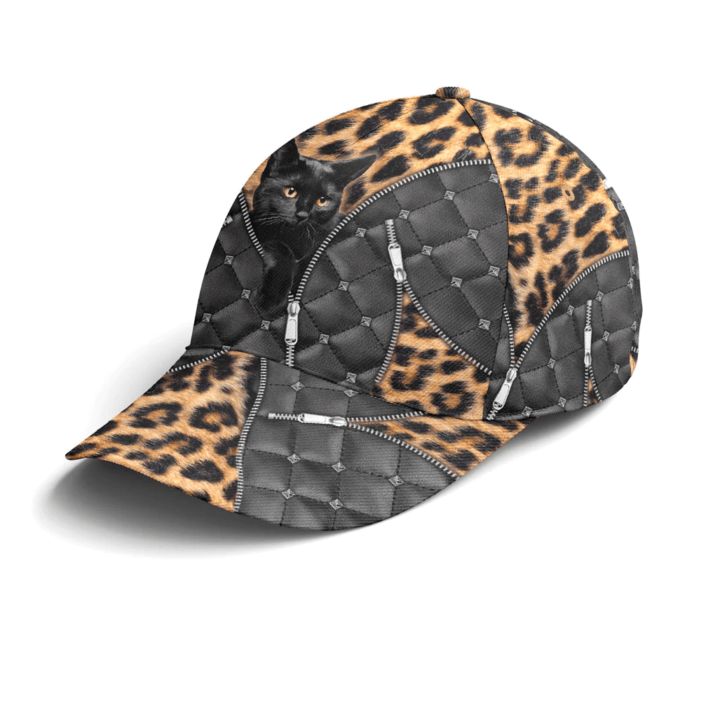 Adeenyc Cat Leopard Pattern Leather Style Baseball Cap Trucker Hats Custom Hats Gifts For Men & Women