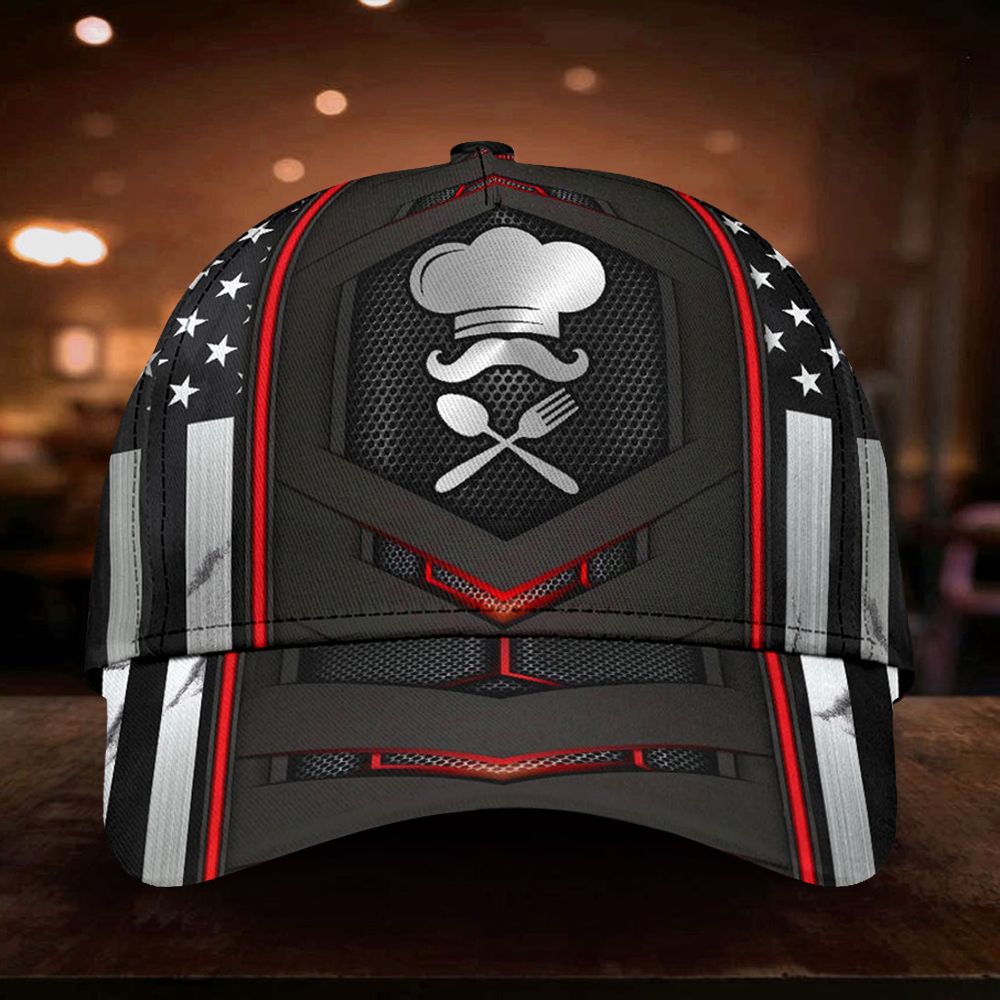 Adeenyc Chef American Flag Cap Unique Cooking Good Gift For Chef Dad Father's Day Ideas Trucker Hats Custom Hats Gifts For Men & Women