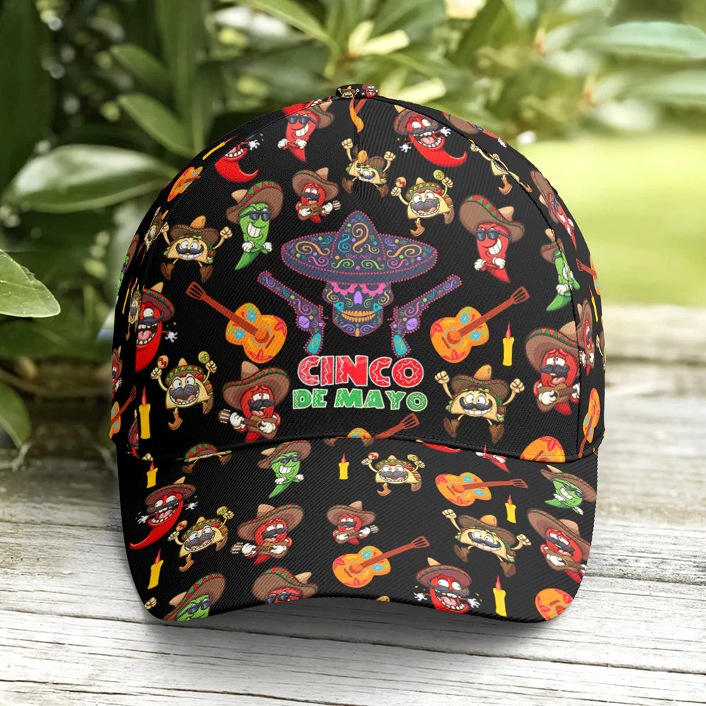 Adeenyc Cinco De Mayo Sugar Skull Chilies Tacos Baseball Cap Trucker Hats Custom Hats Gifts For Men & Women