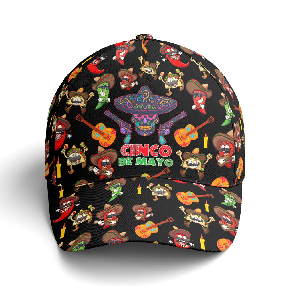 Adeenyc Cinco De Mayo Sugar Skull Chilies Tacos Baseball Cap Trucker Hats Custom Hats Gifts For Men & Women