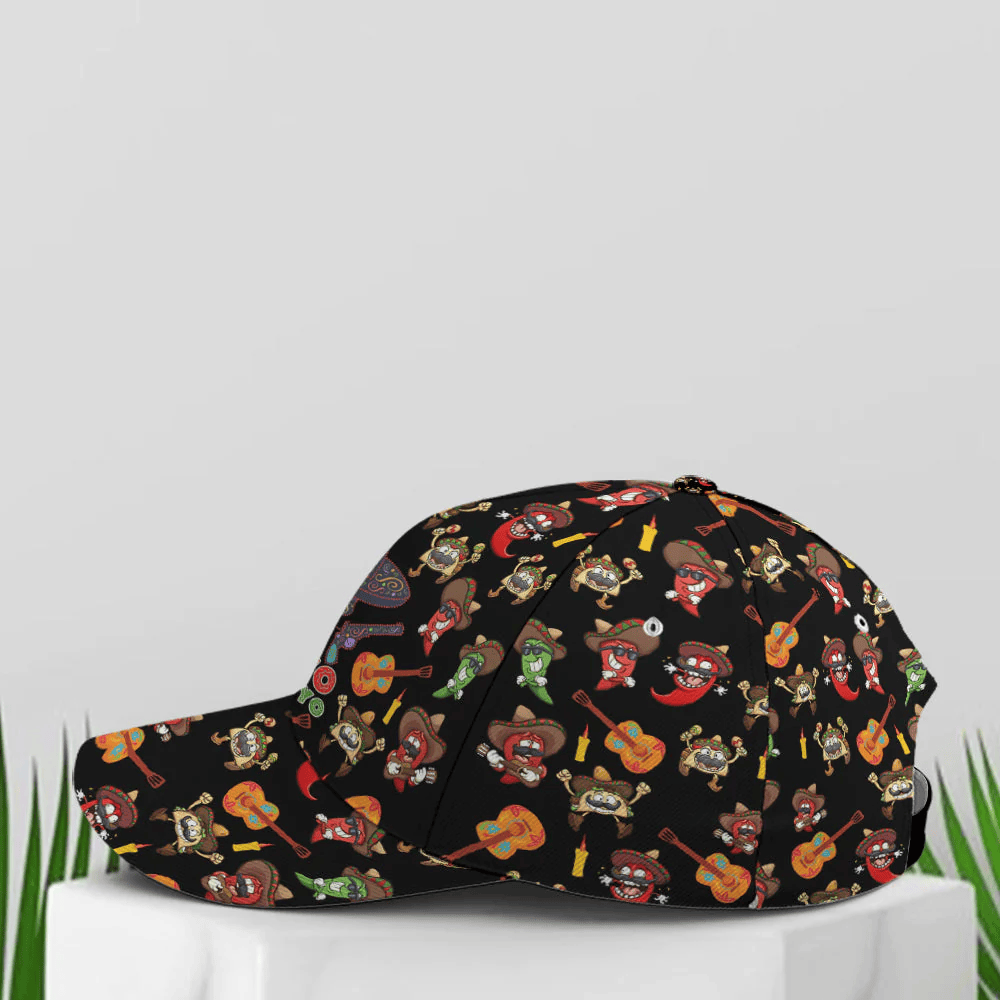 Adeenyc Cinco De Mayo Sugar Skull Chilies Tacos Baseball Cap Trucker Hats Custom Hats Gifts For Men & Women