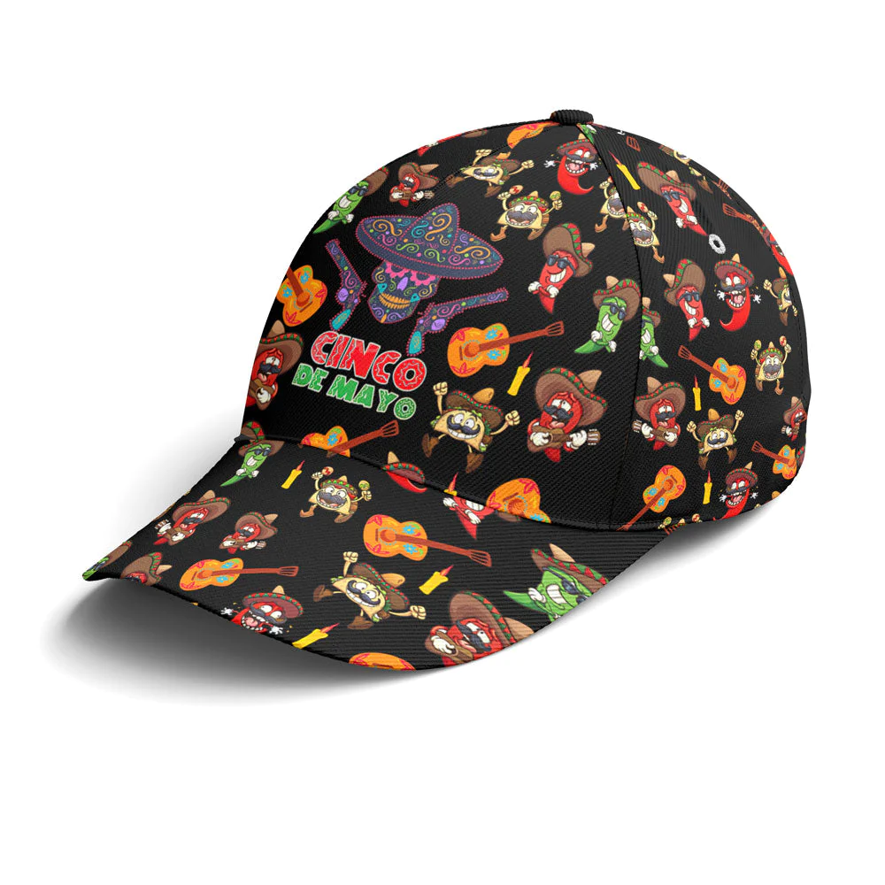 Adeenyc Cinco De Mayo Sugar Skull Chilies Tacos Baseball Cap Trucker Hats Custom Hats Gifts For Men & Women