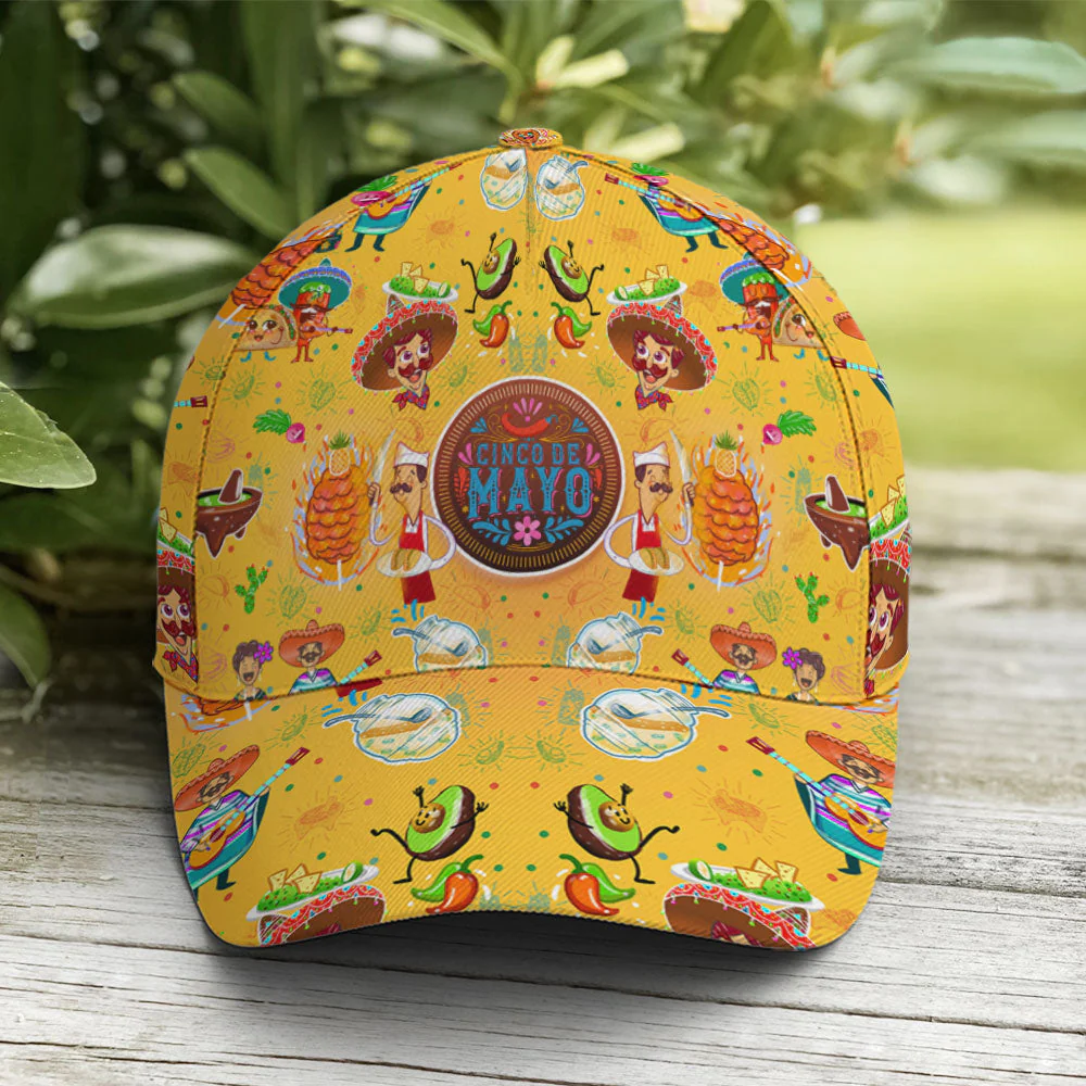 Adeenyc Cinco De Mayo Yellow Funny Pattern Baseball Cap Trucker Hats Custom Hats Gifts For Men & Women