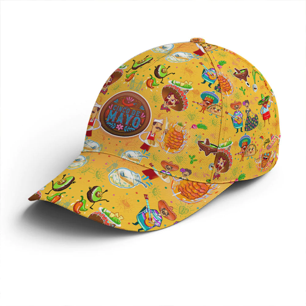 Adeenyc Cinco De Mayo Yellow Funny Pattern Baseball Cap Trucker Hats Custom Hats Gifts For Men & Women