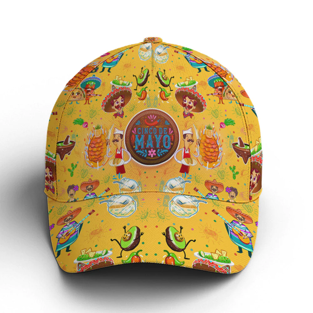 Adeenyc Cinco De Mayo Yellow Funny Pattern Baseball Cap Trucker Hats Custom Hats Gifts For Men & Women