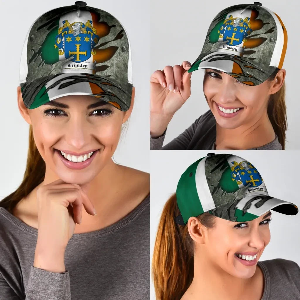 Adeenyc Clan Brinkley Coat Of Arms Irish Family Crest Classic Cap Trucker Hats Custom Hats Gifts For Men & Women