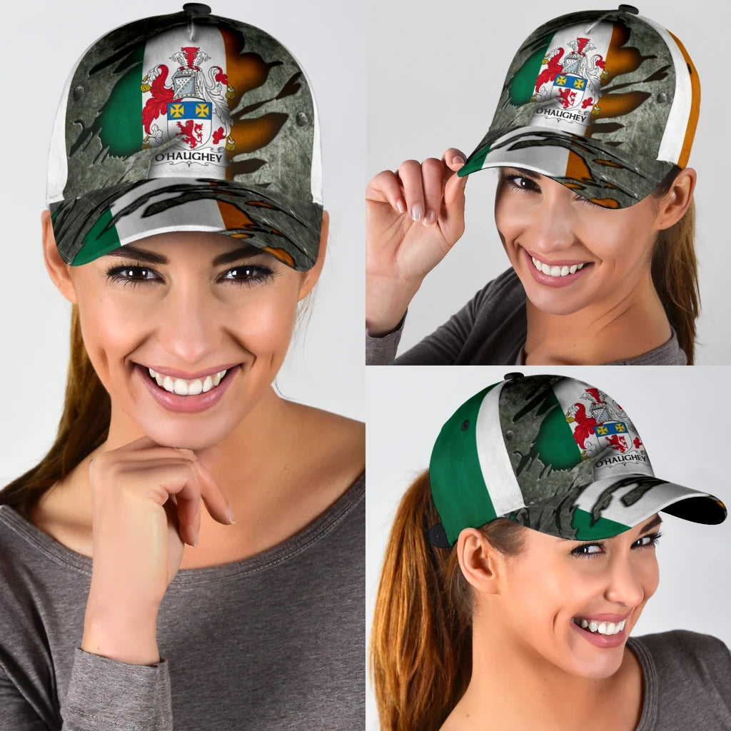 Adeenyc Clan Ohaughey Coat Of Arms Irish Family Crest Classic Cap Trucker Hats Custom Hats Gifts For Men & Women