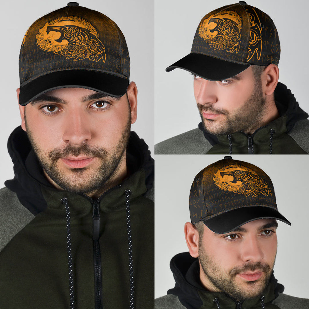 Adeenyc Classic Cap - Fenrir Viking 3D Tattoo - Gold Version Baseball Cap Trucker Hats Custom Hats Gifts For Men & Women