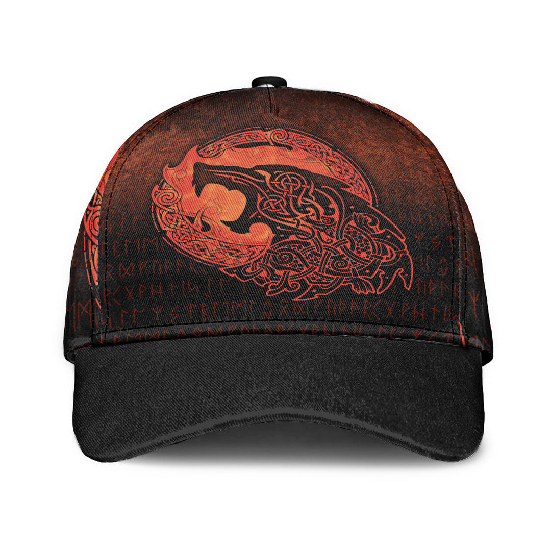 Adeenyc Classic Cap - Fenrir Viking 3D Tattoo - Orange Version Baseball Cap Trucker Hats Custom Hats Gifts For Men & Women