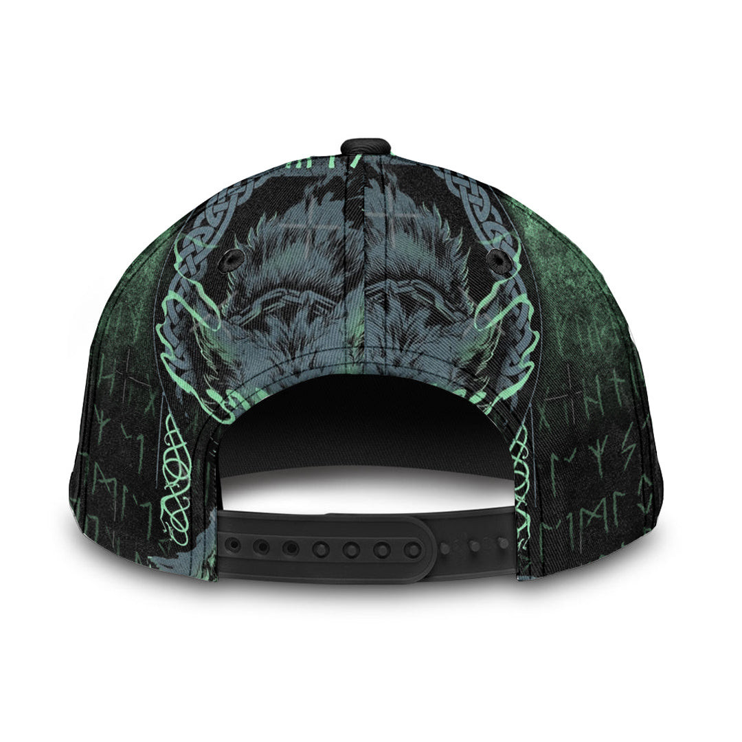 Adeenyc Classic Cap - Fenrir Wolf Norse Futhark Runes Viking Mythology Ragnarok Green Baseball Cap Trucker Hats Custom Hats Gifts For Men & Women
