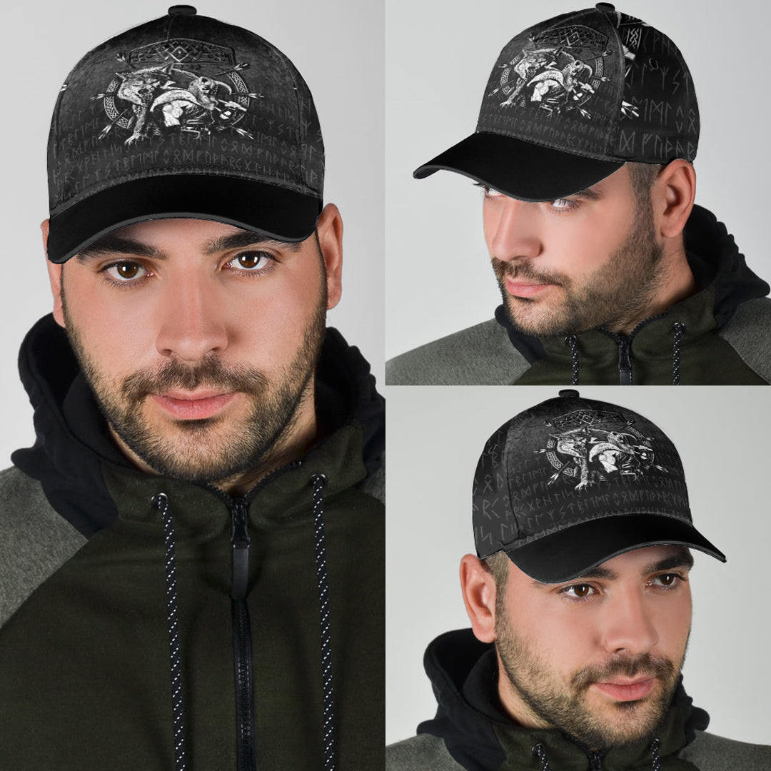 Adeenyc Classic Cap -Fenrir Wolf Of Odin Norse Runes Thor Hammer Mjolnir Baseball Cap Trucker Hats Custom Hats Gifts For Men & Women