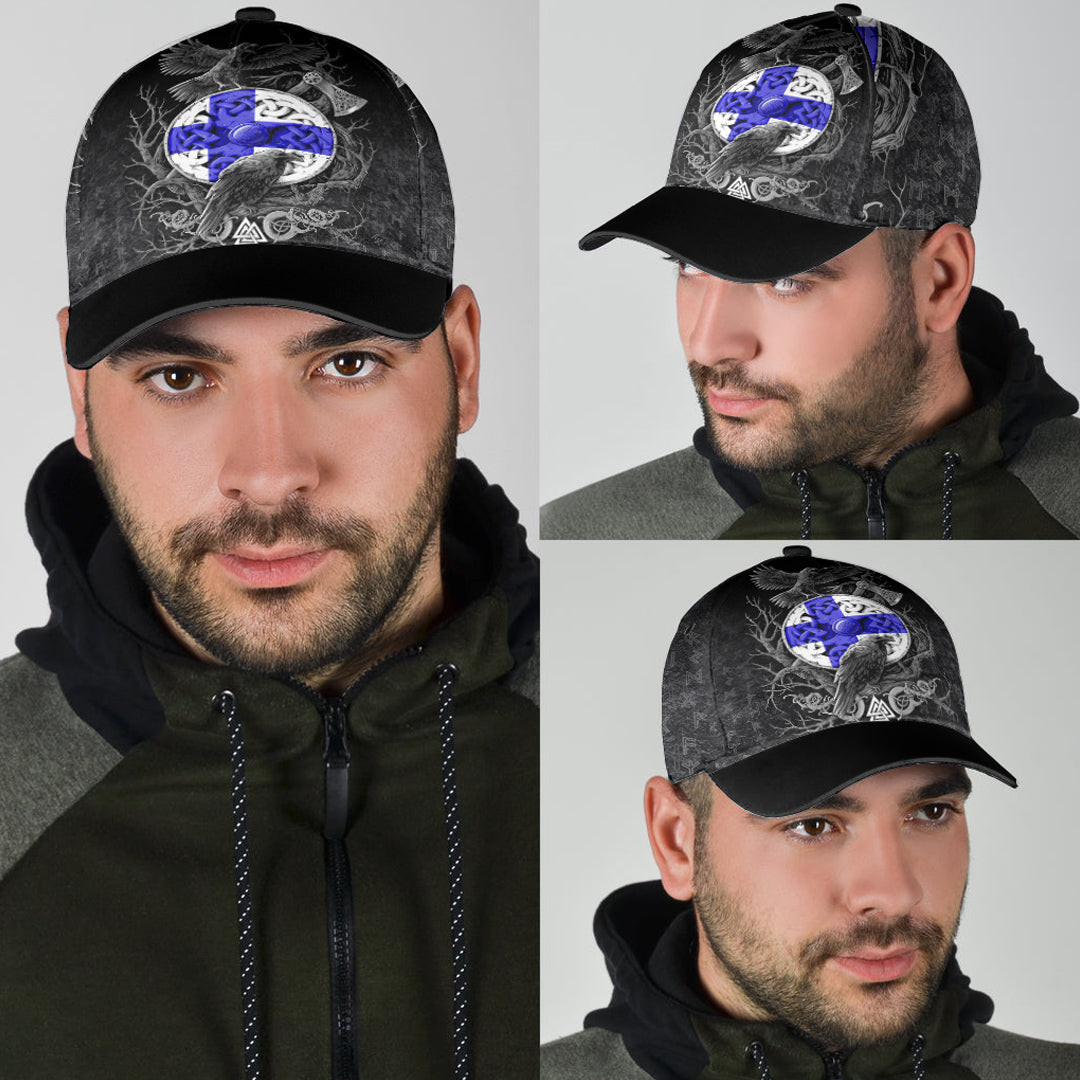 Adeenyc Classic Cap - Finland Raven Odin Viking Country Baseball Cap Trucker Hats Custom Hats Gifts For Men & Women