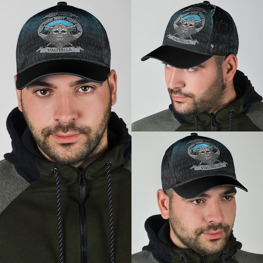 Adeenyc Classic Cap -Glory or Valhalla Viking Skull Baseball Cap Trucker Hats Custom Hats Gifts For Men & Women