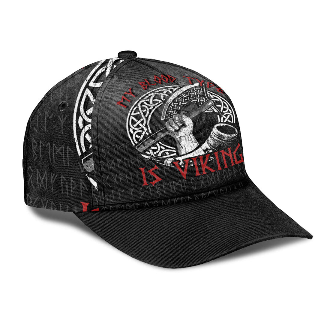 Adeenyc Classic Cap - Norse Mythology Horn Axe Warrior My Blood Type Is Viking Baseball Cap Trucker Hats Custom Hats Gifts For Men & Women