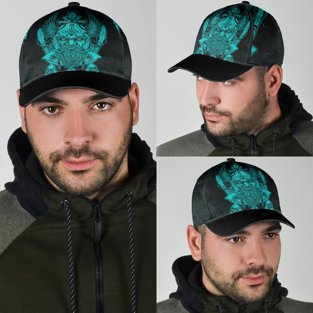 Adeenyc Classic Cap - Odin And Raven Turquoise Viking Baseball Cap Trucker Hats Custom Hats Gifts For Men & Women