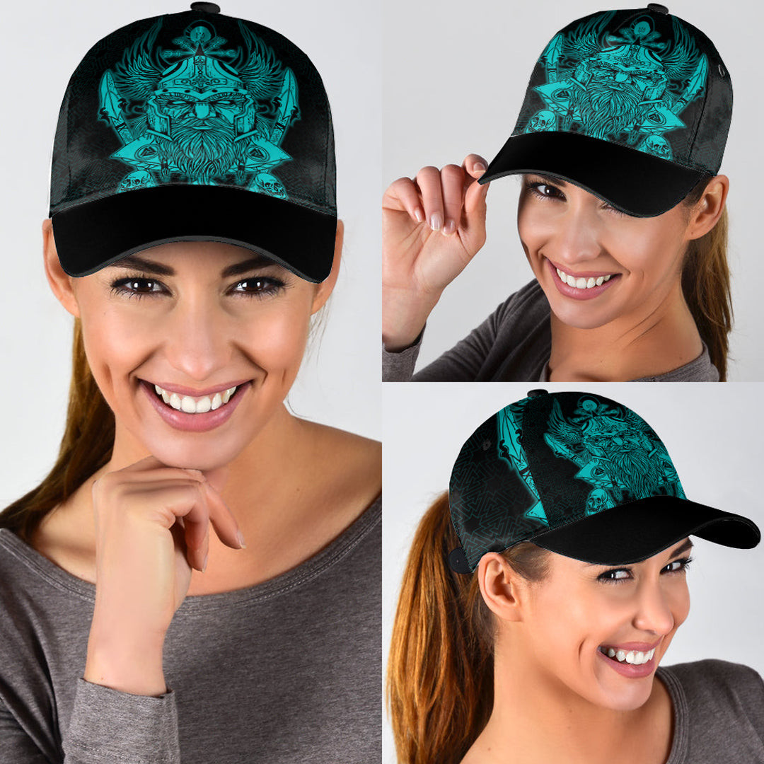 Adeenyc Classic Cap - Odin And Raven Turquoise Viking Baseball Cap Trucker Hats Custom Hats Gifts For Men & Women