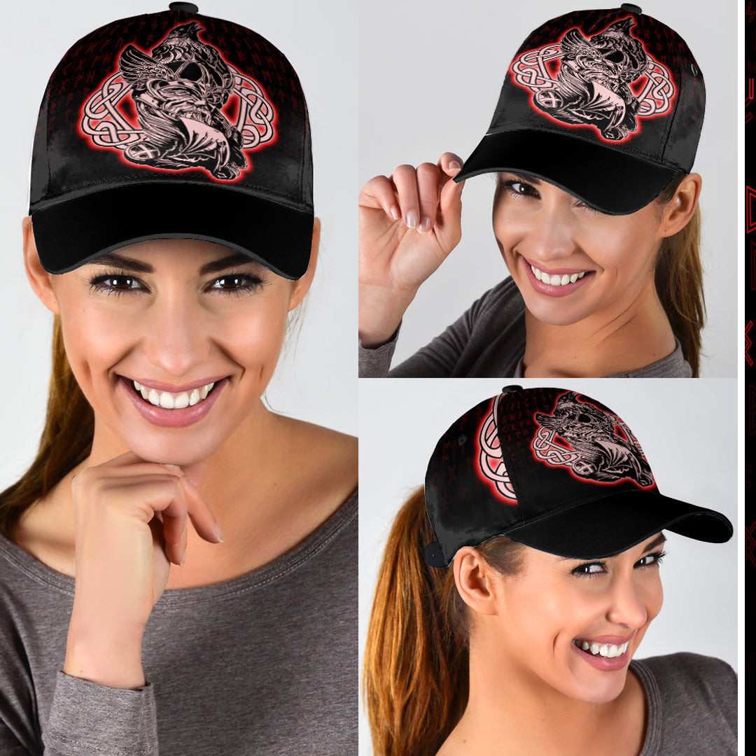 Adeenyc Classic Cap - Odin Raven Red Viking Baseball Cap Trucker Hats Custom Hats Gifts For Men & Women