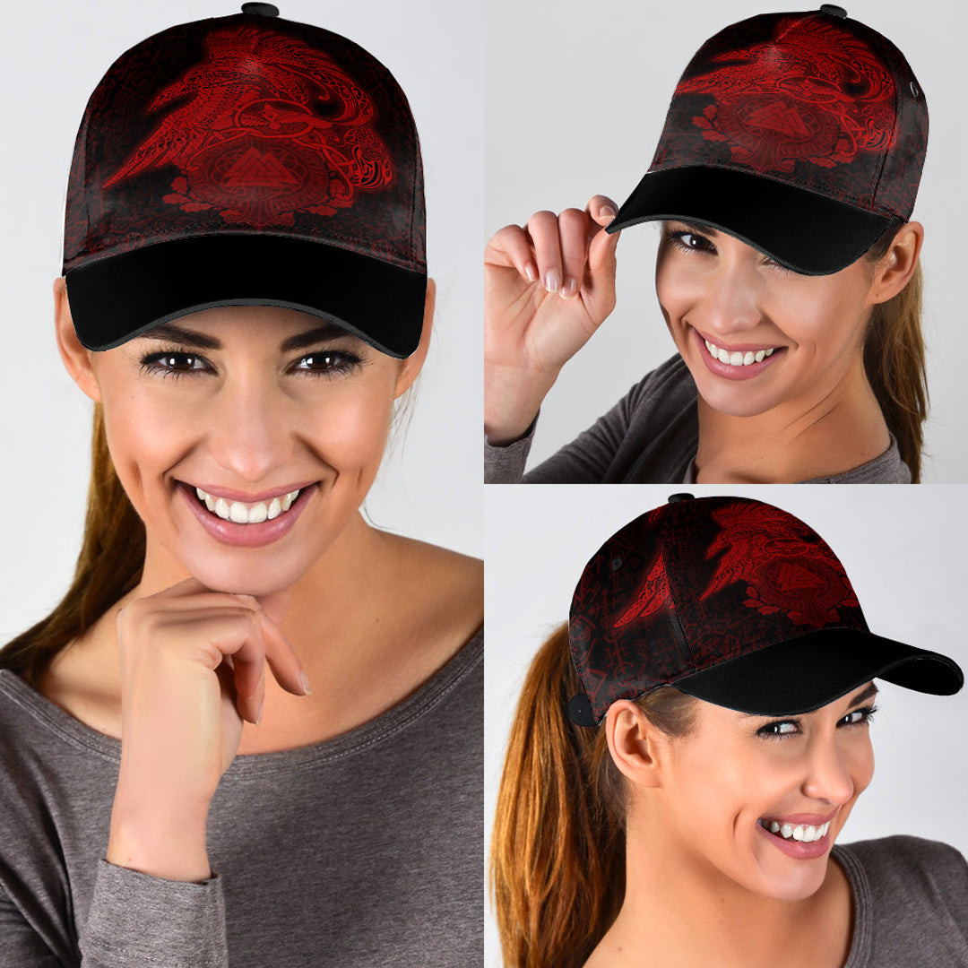 Adeenyc Classic Cap - Raven Celtic Viking Red Baseball Cap Trucker Hats Custom Hats Gifts For Men & Women